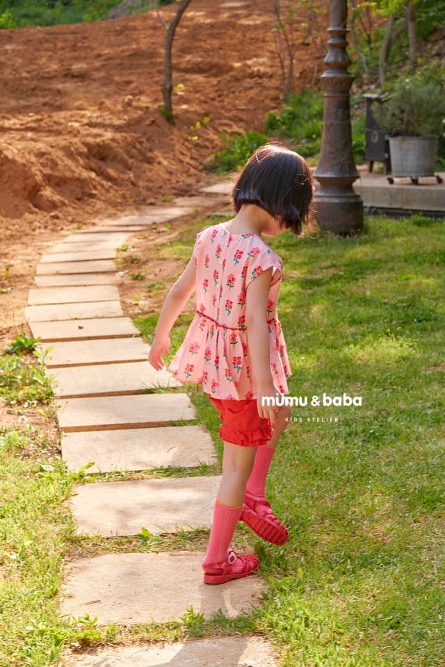 Mumunbaba - Korean Children Fashion - #childofig - Red Flower Blouse - 5