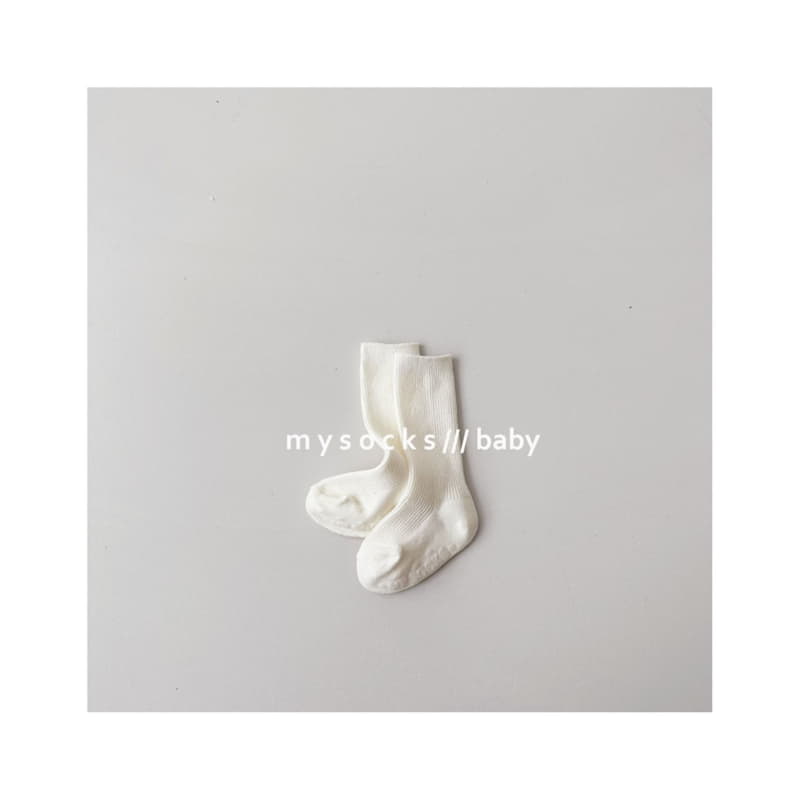 My Socks - Korean Baby Fashion - #babyoninstagram - Bebe Milk Knee Socks Beige - 2