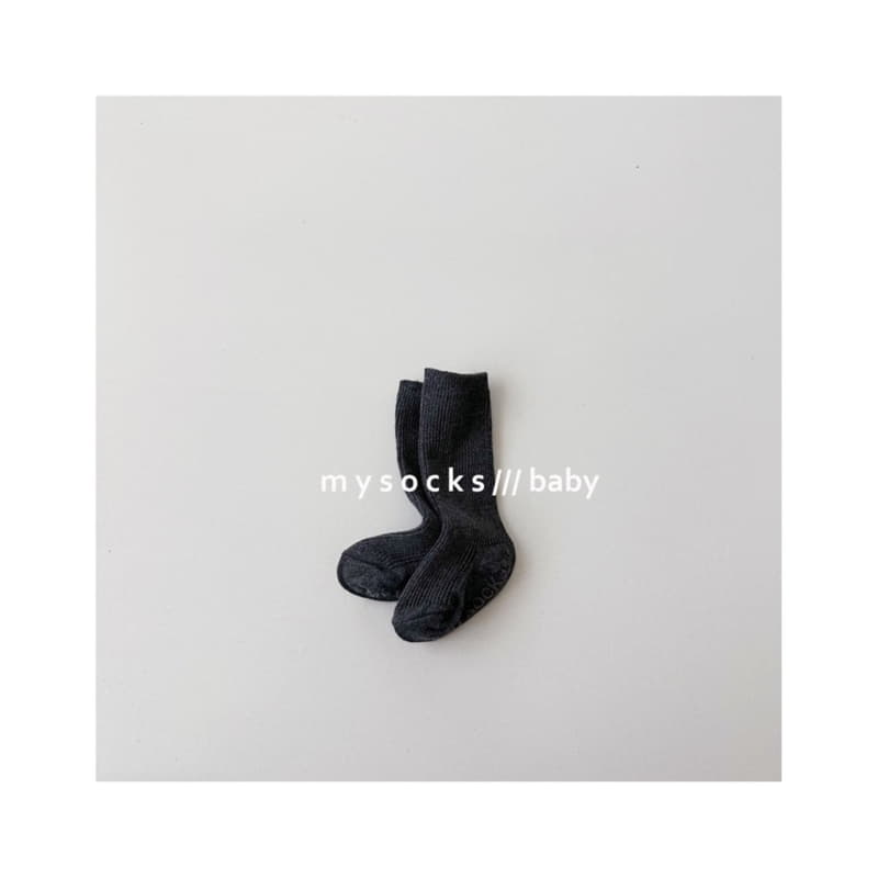 My Socks - Korean Baby Fashion - #babyootd - Bebe Milk Knee Socks Charcoal - 2