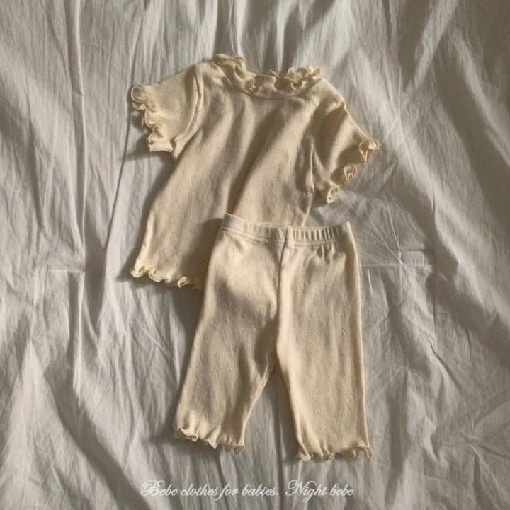 Night Bebe - Korean Baby Fashion - #babywear - Eyelet Top Bottom Sret