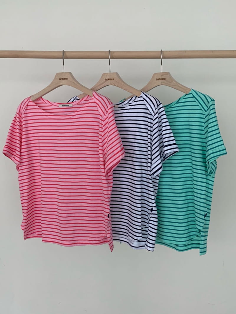 Our Moment - Korean Women Fashion - #momslook - Rolly Stripes Tee - 6