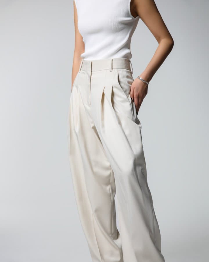 Paper Moon - Korean Women Fashion - #momslook - Soft Touch Pin Tuck Wide Pants - 3