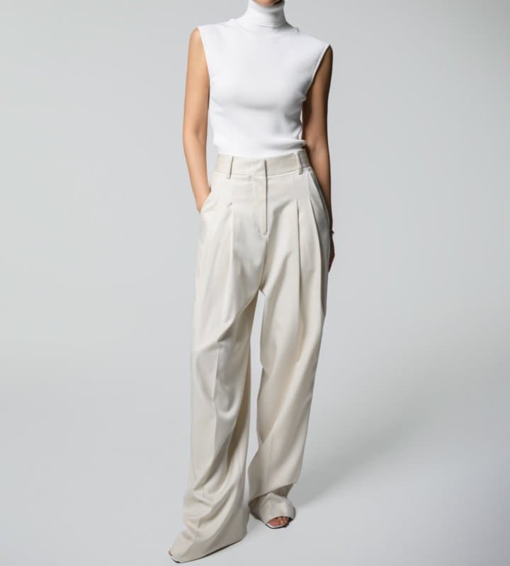 Paper Moon - Korean Women Fashion - #womensfashion - Soft Touch Pin Tuck Wide Pants - 2