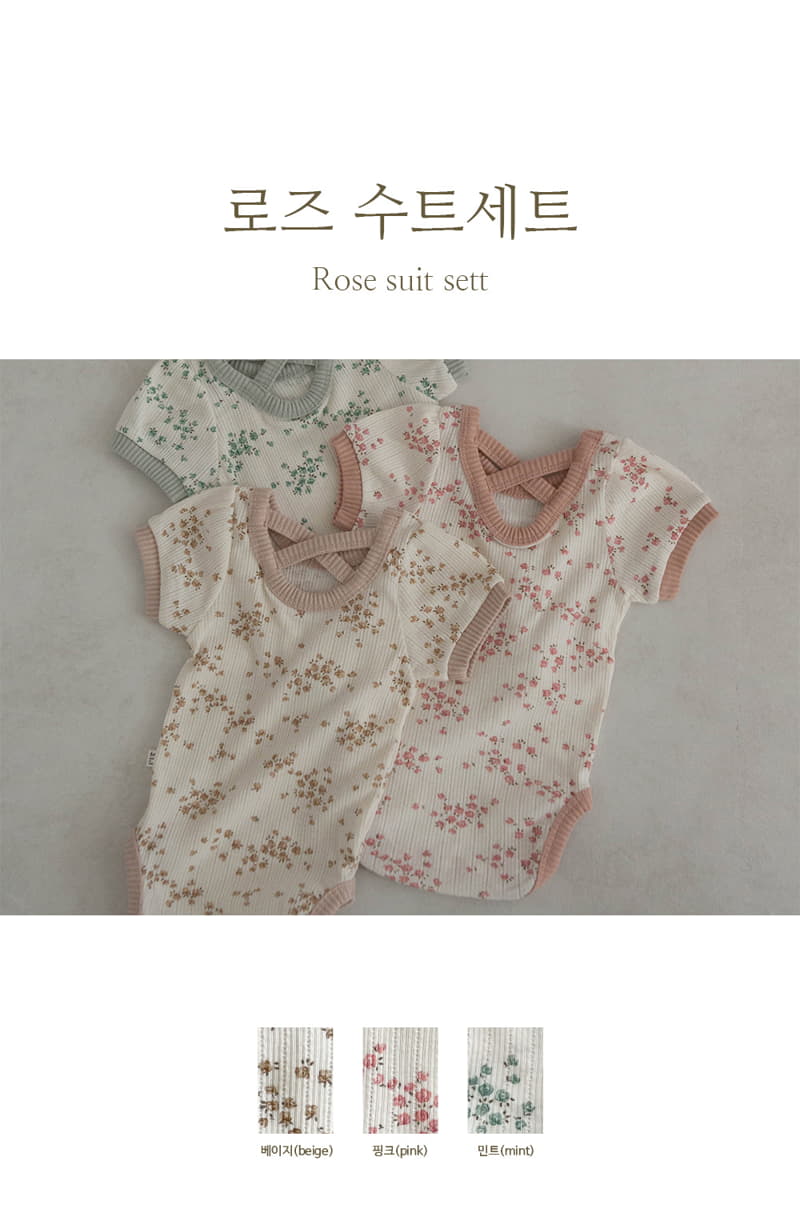 Peekaboo - Korean Baby Fashion - #babyboutiqueclothing - Rose Bodysuit Set