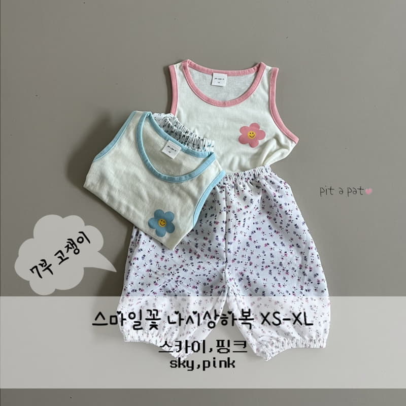 Pitapat - Korean Children Fashion - #childofig - Smile Flower Sleeveless Top Bottom Set - 10