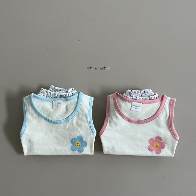 Pitapat - Korean Children Fashion - #childofig - Smile Flower Sleeveless Top Bottom Set - 11