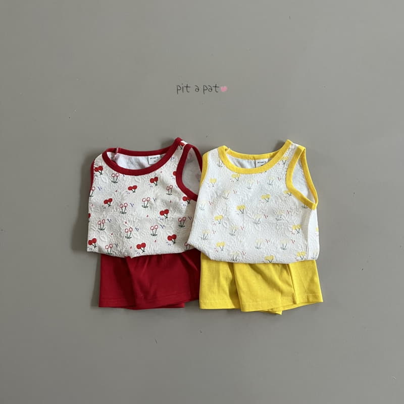 Pitapat - Korean Children Fashion - #childofig - Cherry Sleeveless Top Bottom Set - 8