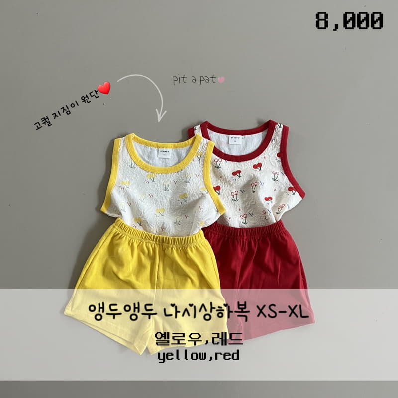 Pitapat - Korean Children Fashion - #designkidswear - Cherry Sleeveless Top Bottom Set - 10