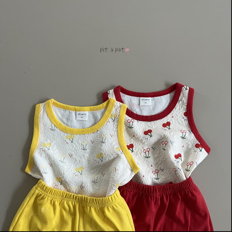 Pitapat - Korean Children Fashion - #fashionkids - Cherry Sleeveless Top Bottom Set - 12