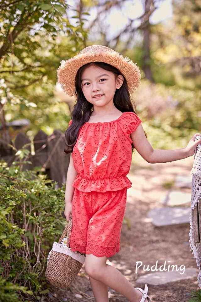 Pudding - Korean Children Fashion - #childrensboutique - Embrodiery Top Bottom Set - 5