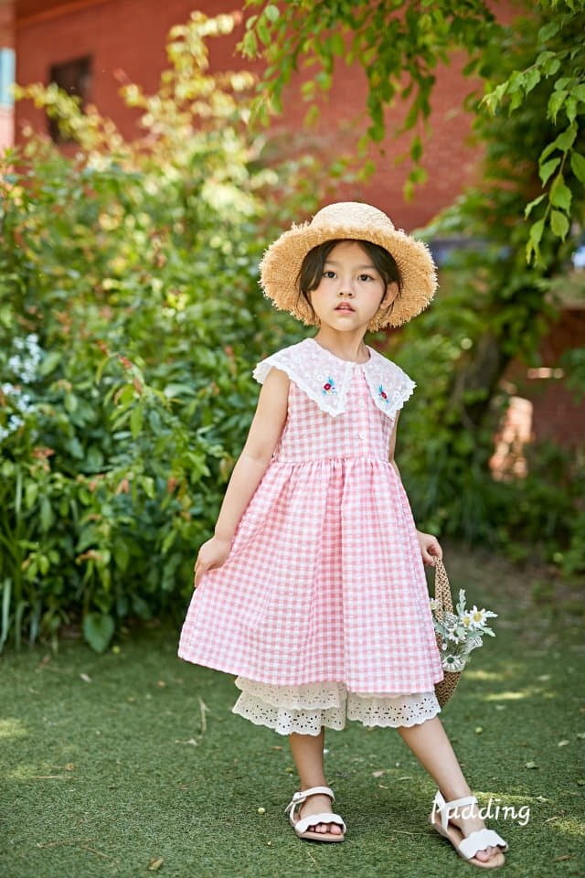 Pudding - Korean Children Fashion - #designkidswear - Collar Embroidery One-piece - 2