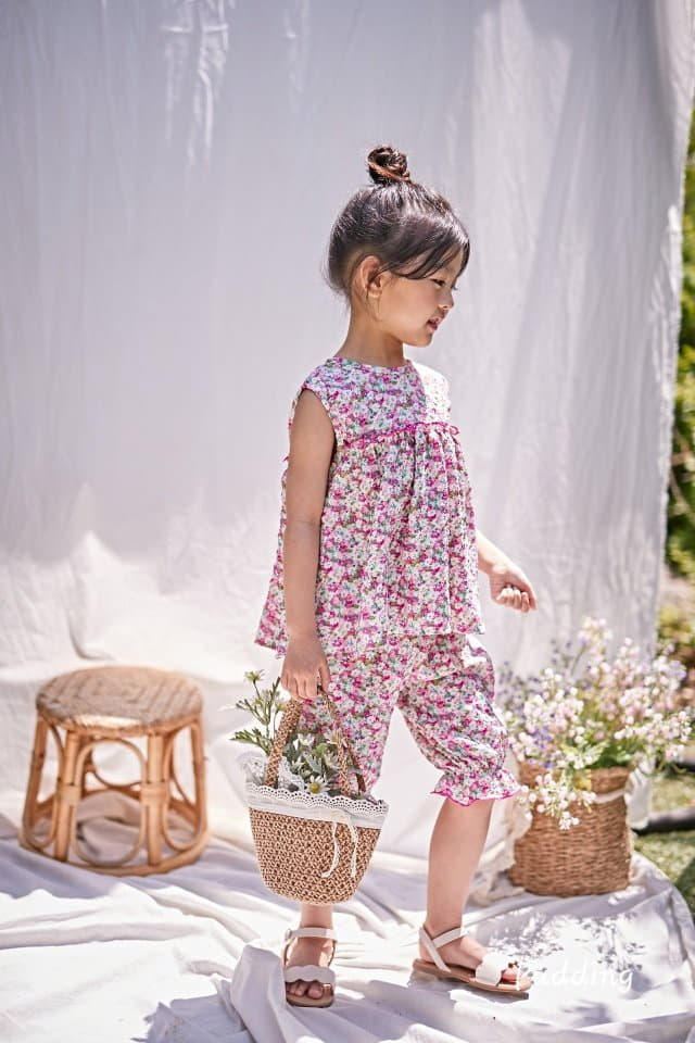 Pudding - Korean Children Fashion - #discoveringself - Flower Top Bottom Set - 6