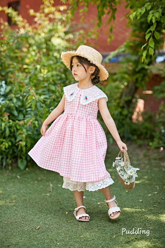 Pudding - Korean Children Fashion - #discoveringself - Collar Embroidery One-piece - 3