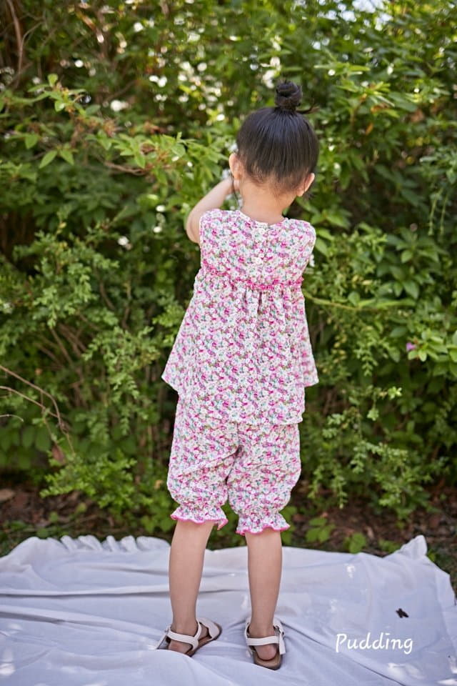 Pudding - Korean Children Fashion - #kidsstore - Flower Top Bottom Set - 9