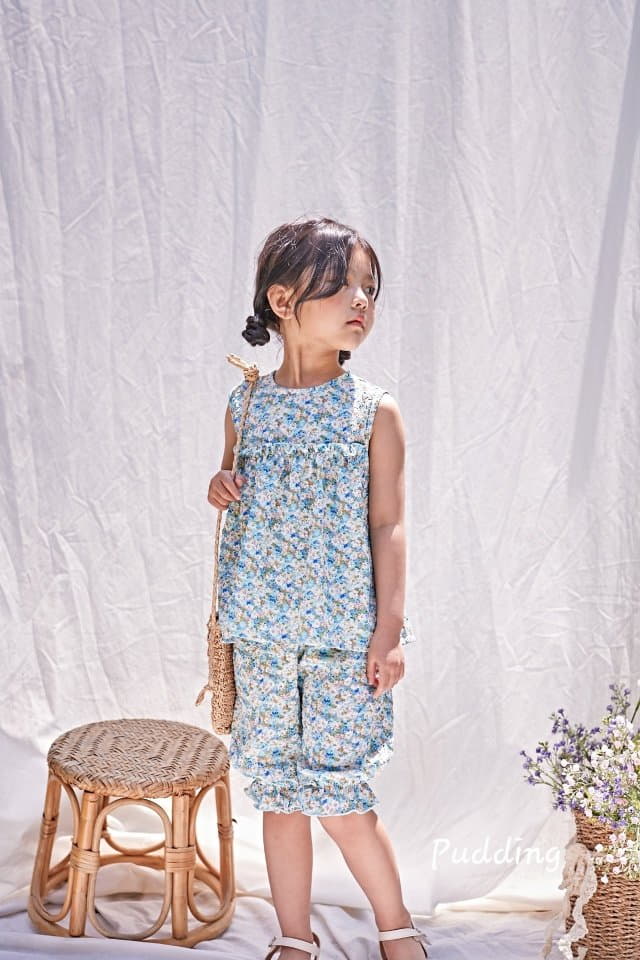 Pudding - Korean Children Fashion - #kidzfashiontrend - Flower Top Bottom Set - 10