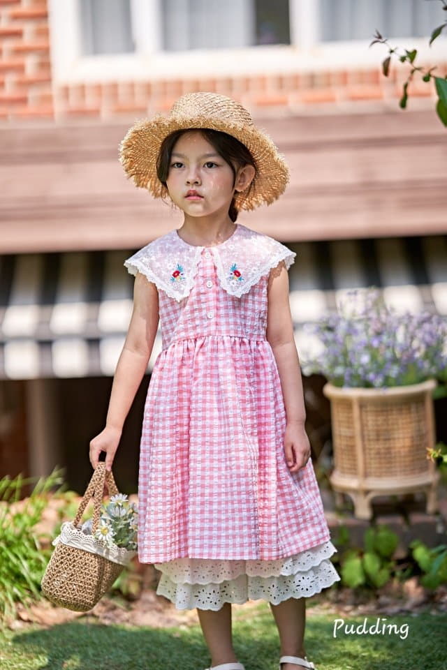 Pudding - Korean Children Fashion - #littlefashionista - Collar Embroidery One-piece - 9