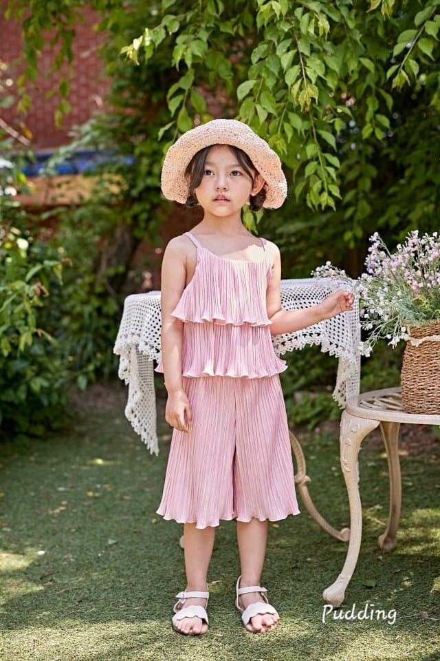 Pudding - Korean Children Fashion - #todddlerfashion - Wrinkle Top Bottom Set - 2