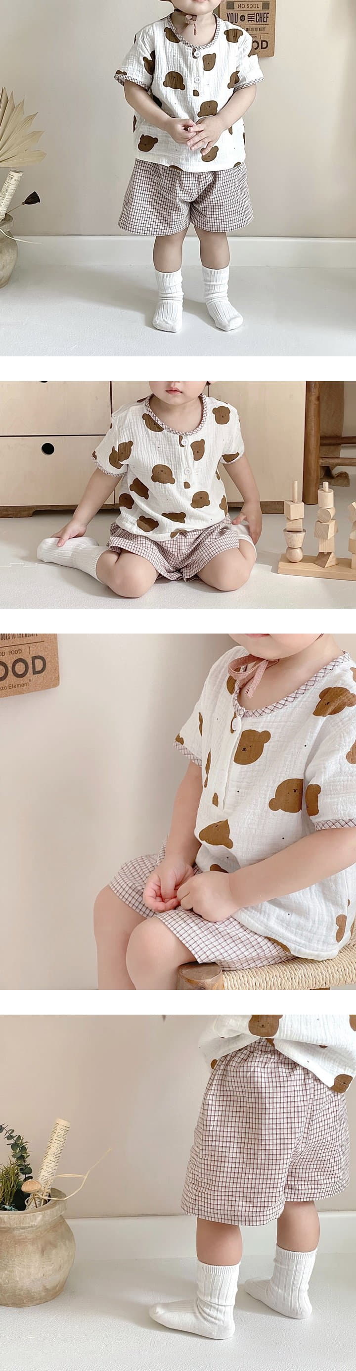 Reve Kid - Korean Baby Fashion - #babyboutique - Bear Top Bottom Set