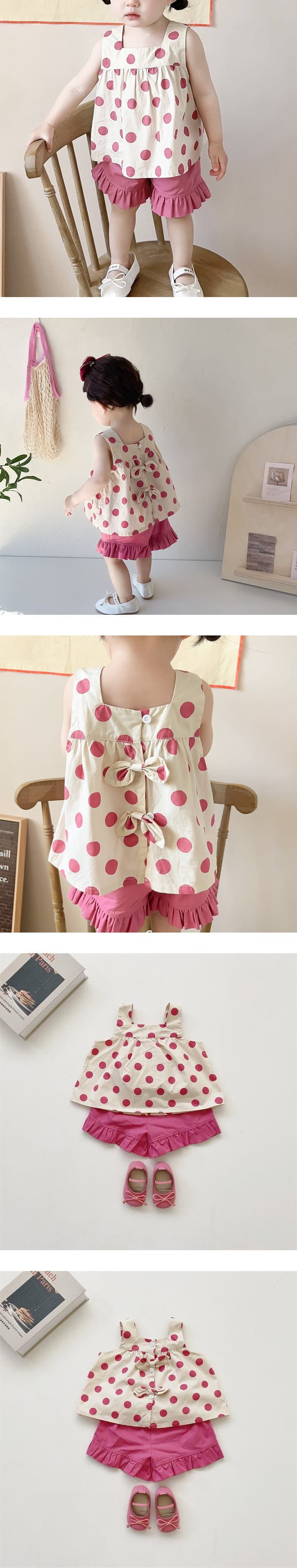 Reve Kid - Korean Baby Fashion - #babyclothing - Dot Frill Top Bottom Set