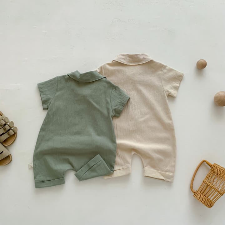 Reve Kid - Korean Baby Fashion - #babyfever - Linen Pocket Bodysuit