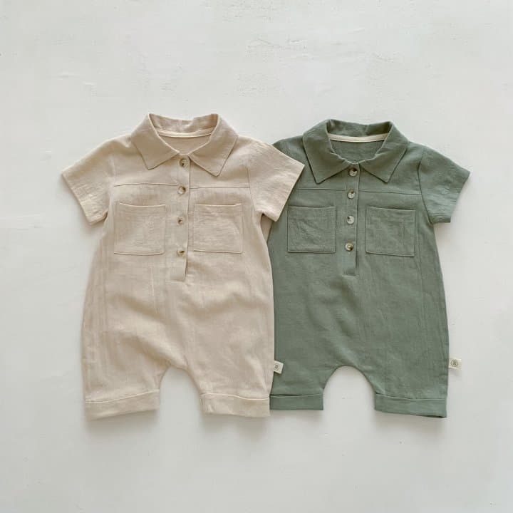 Reve Kid - Korean Baby Fashion - #babygirlfashion - Linen Pocket Bodysuit - 2