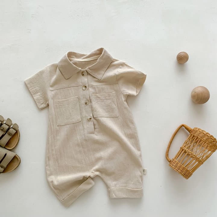 Reve Kid - Korean Baby Fashion - #babylifestyle - Linen Pocket Bodysuit - 3