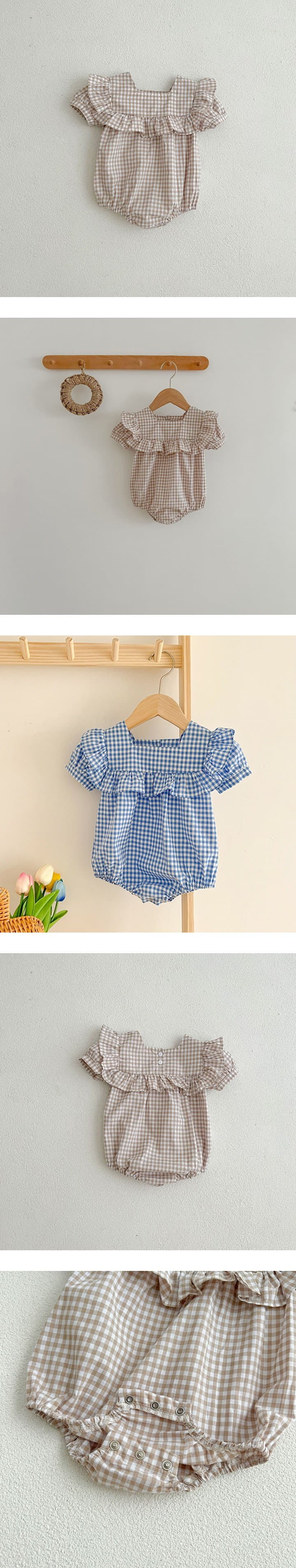 Reve Kid - Korean Baby Fashion - #babyootd - Gobang Check Bodysuit