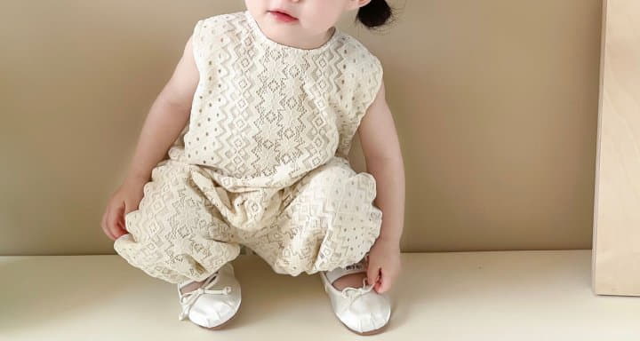 Reve Kid - Korean Baby Fashion - #onlinebabyshop - Bebe Jacquard Top Bottom Set