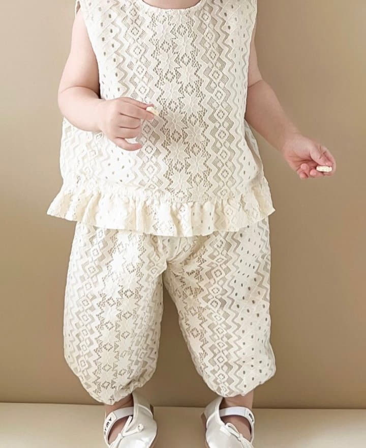 Reve Kid - Korean Baby Fashion - #smilingbaby - Bebe Jacquard Top Bottom Set - 2