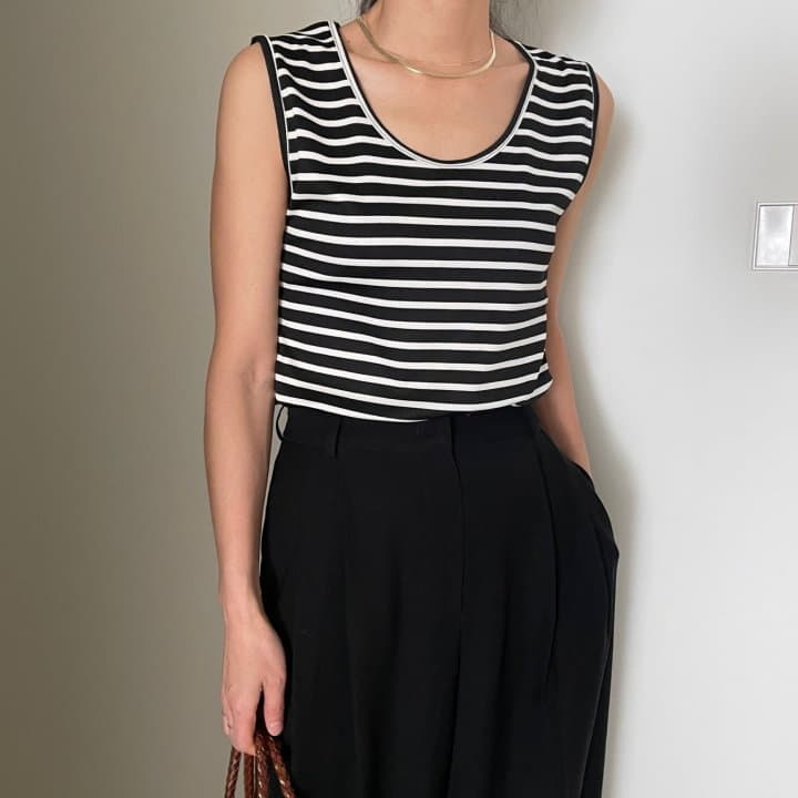 Ripple - Korean Women Fashion - #momslook - Chock Stripes Sleeveless - 5