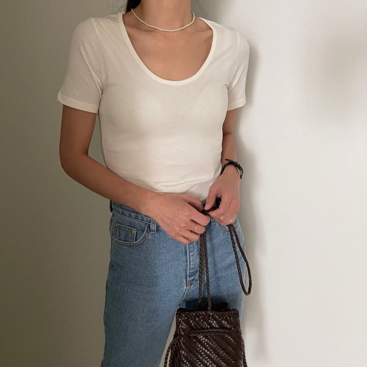 Ripple - Korean Women Fashion - #momslook - Summer U Neck Tee