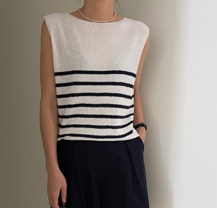 Ripple - Korean Women Fashion - #momslook - Leave Stripes Knit Tee - 2