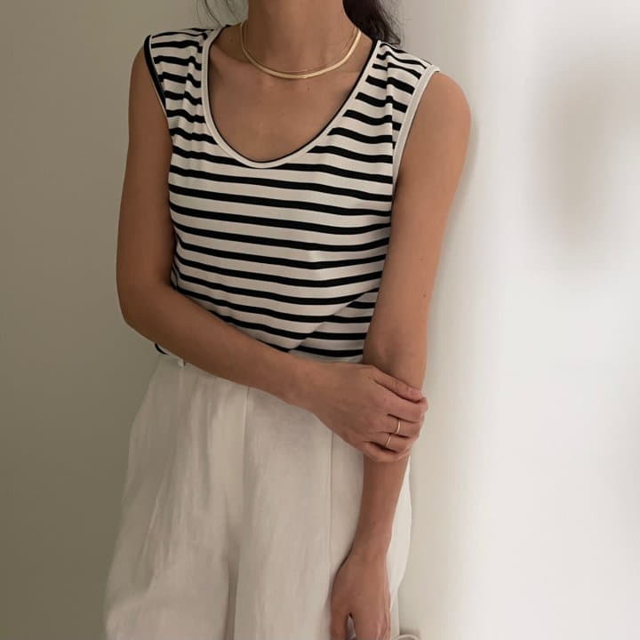 Ripple - Korean Women Fashion - #womensfashion - Chock Stripes Sleeveless - 2