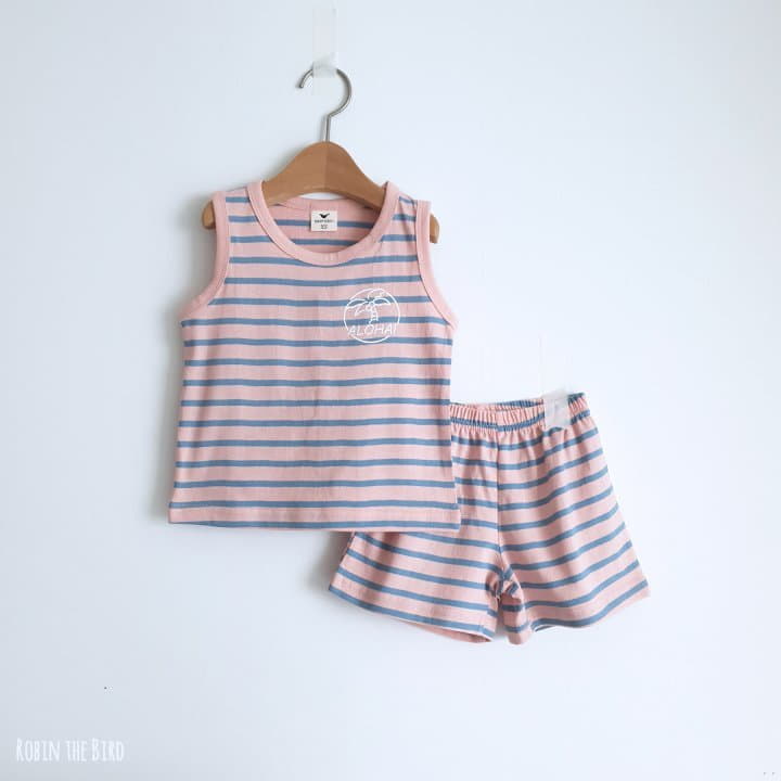 Saerobin - Korean Children Fashion - #kidsshorts - Stripes Sleeveless Top Botom Set - 2