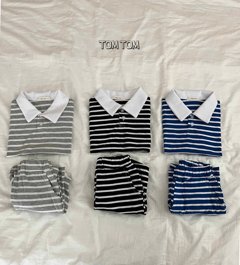 Tom Tom - Korean Children Fashion - #kidzfashiontrend - Signiture Collar Top Bottom Set - 4