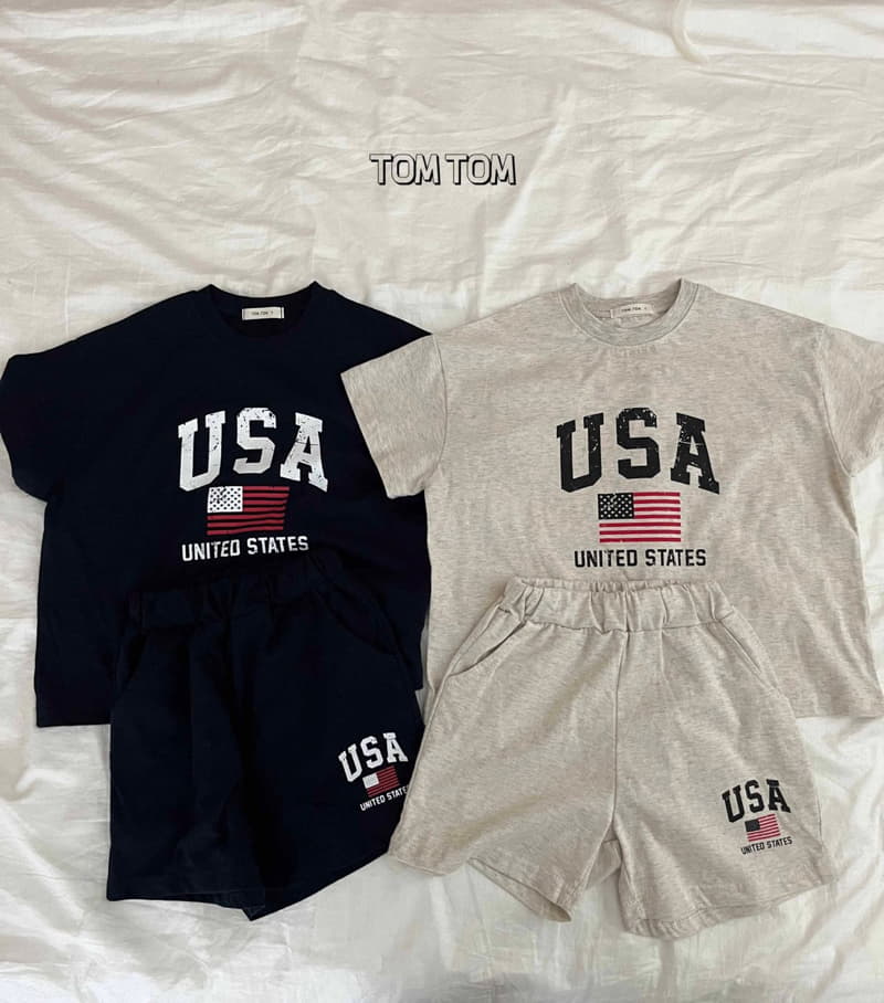 Tom Tom - Korean Children Fashion - #childofig - USA Crak Top Bottom Set - 3