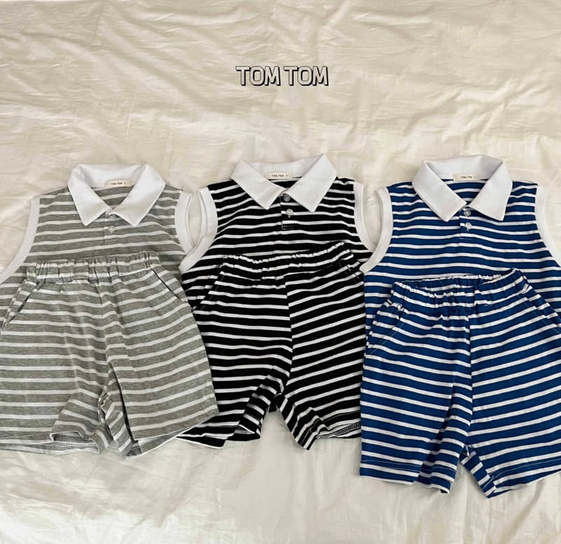 Tom Tom - Korean Children Fashion - #littlefashionista - Signiture Collar Top Bottom Set - 5