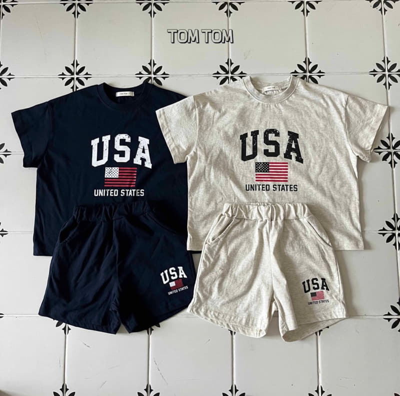 Tom Tom - Korean Children Fashion - #stylishchildhood - USA Crak Top Bottom Set - 2