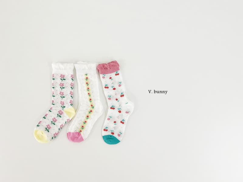 V Bunny - Korean Children Fashion - #childrensboutique - Fruit Flower Socks Set - 2