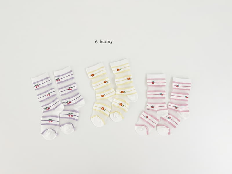 V Bunny - Korean Children Fashion - #fashionkids - Embossing Socks Set - 11