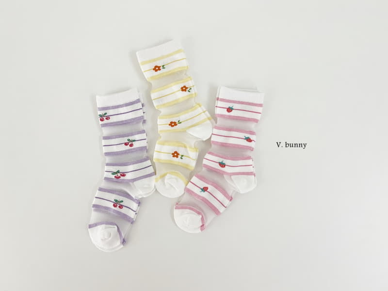 V Bunny - Korean Children Fashion - #kidsshorts - Embossing Socks Set - 12