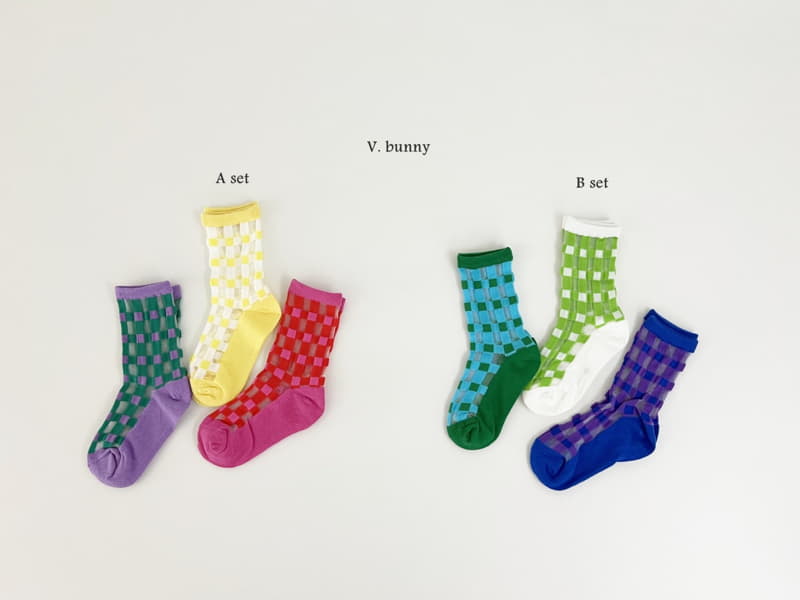 V Bunny - Korean Children Fashion - #littlefashionista - Square Socks Set - 11