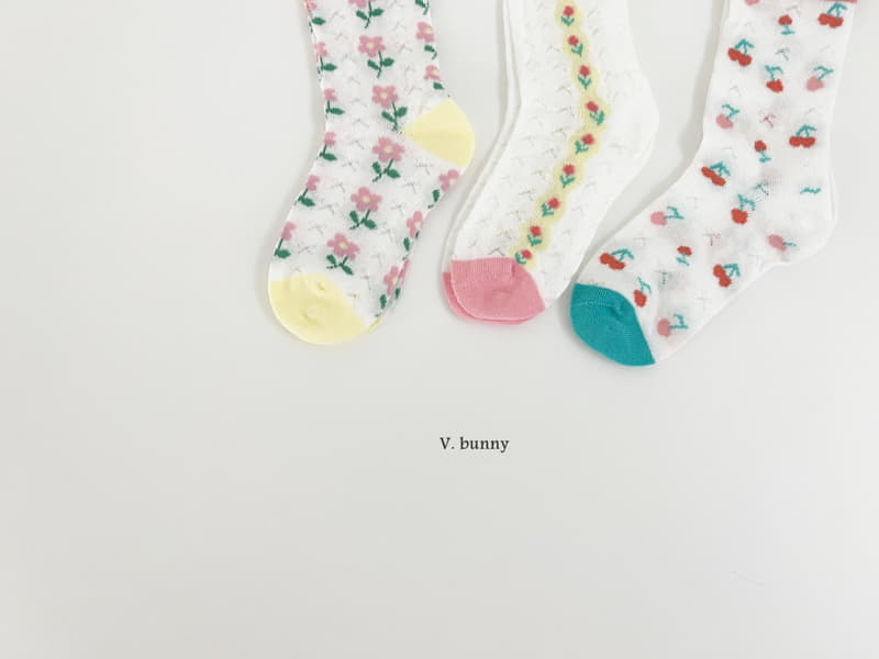 V Bunny - Korean Children Fashion - #littlefashionista - Fruit Flower Socks Set - 10