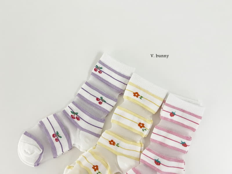 V Bunny - Korean Children Fashion - #magicofchildhood - Embossing Socks Set - 3