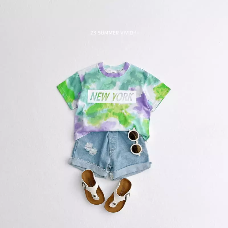 Vivid I - Korean Children Fashion - #Kfashion4kids - Water New York Top Bottom Set - 12