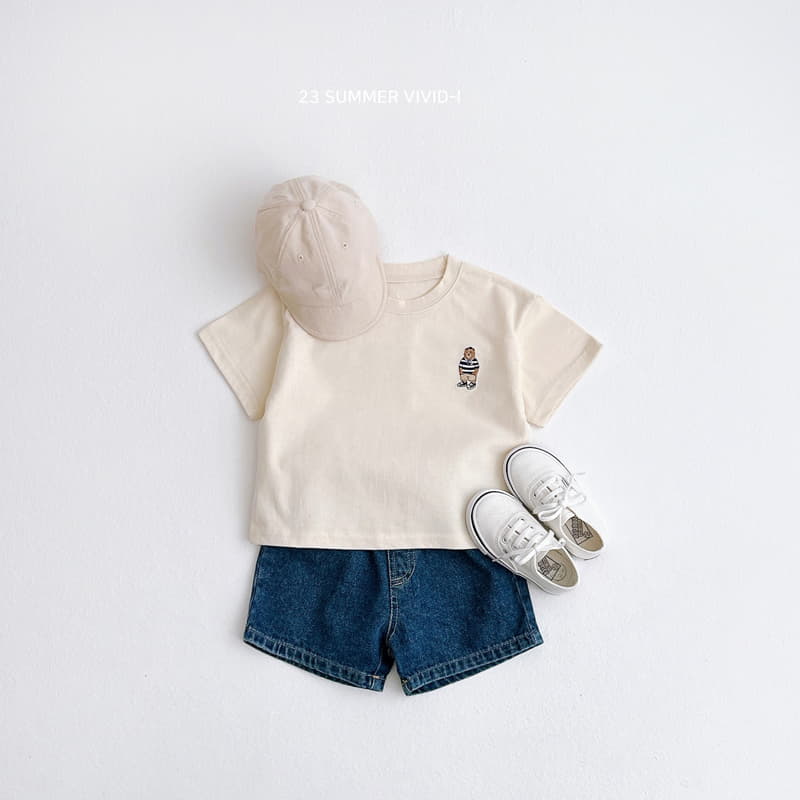 Vivid I - Korean Children Fashion - #childofig - Bear Embrodiery Tee - 11