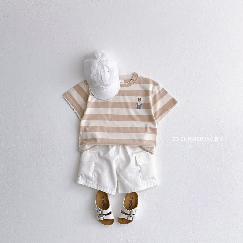 Vivid I - Korean Children Fashion - #designkidswear - Bear Stripes Top Bottom Set - 5