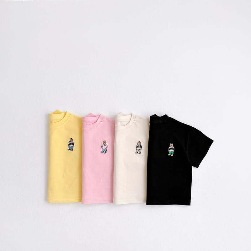 Vivid I - Korean Children Fashion - #discoveringself - Bear Embrodiery Tee