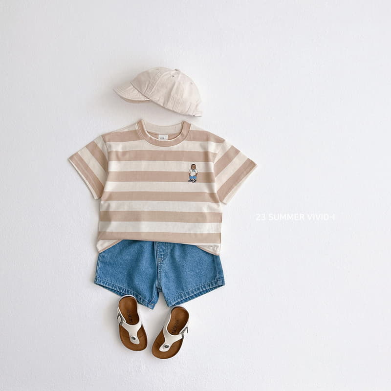 Vivid I - Korean Children Fashion - #discoveringself - Bear Stripes Top Bottom Set - 6