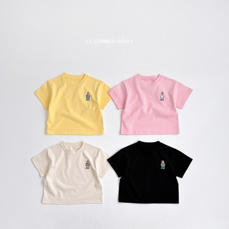 Vivid I - Korean Children Fashion - #fashionkids - Bear Embrodiery Tee - 2